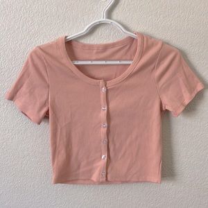 Pink Cropped Button Up Cardigan Shirt
